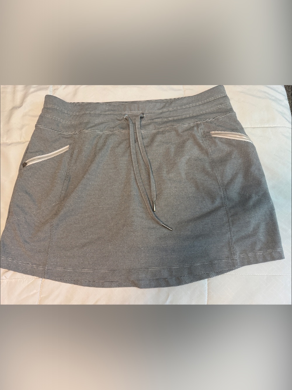 Kyodan Gray/ black horizontal stripe Athletic Drawstring Skort